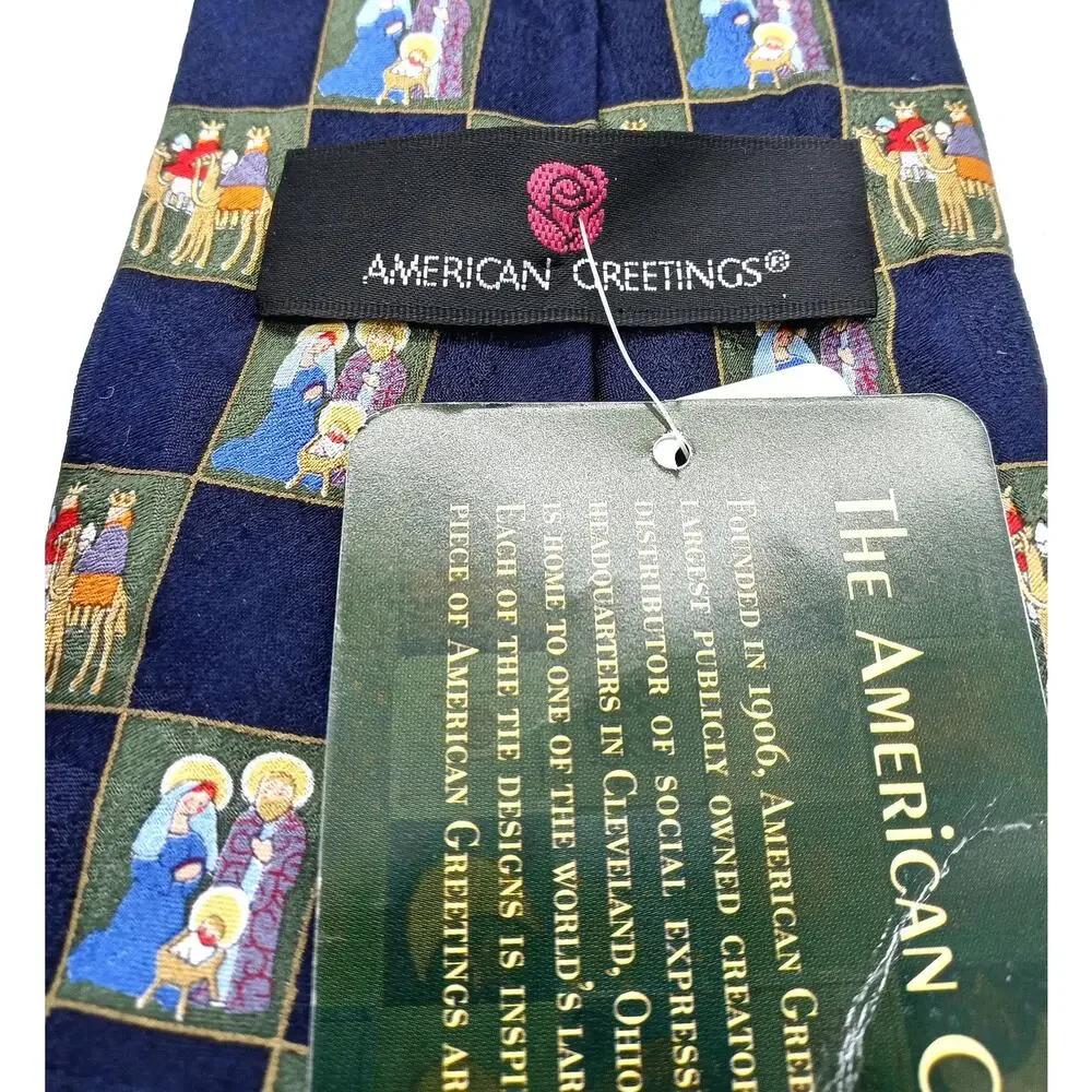 Vintage Christmas Neck Tie Purple American Greetings Nativity Wise Men NWT